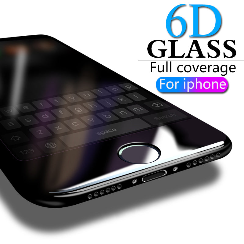6D Full Cover Tempered Glass For iPhone 8 7 6 6S Plus X XS Max