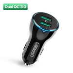 36W USB Car Charger Dual Quick 3.0 Charge for iPhone Xiaomi Huawei