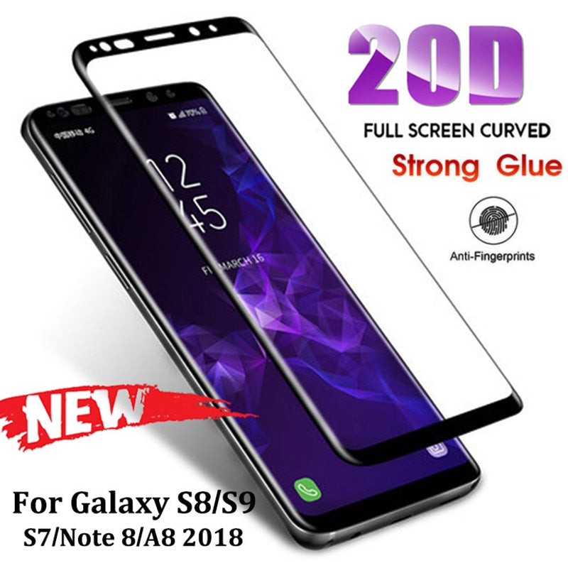 20D Full Curved Tempered Glass For Samsung Galaxy S7 S8 S9 Plus Note 8 9