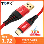 TOPK AN42 3A Quick Charge 3.0 USB Type C Cable for Xiaomi & Samsung